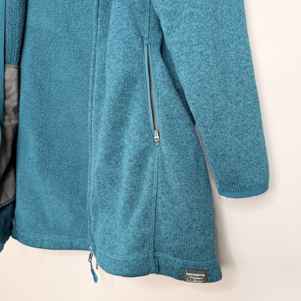 LL Bean Sweater Fleece‎ Jacket Women's SZ- S Petite deep blue-green Full Zip - Picture 3 of 16